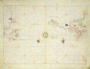Ocean Spokojny, z Atlasu Świata w 33 Mapach, Wenecja, 1 września 1553 (tusz na welinie) (patrz także 330962)